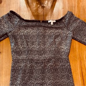 Gianni Bini miniskirt dress, off shoulder, gold & black, size medium